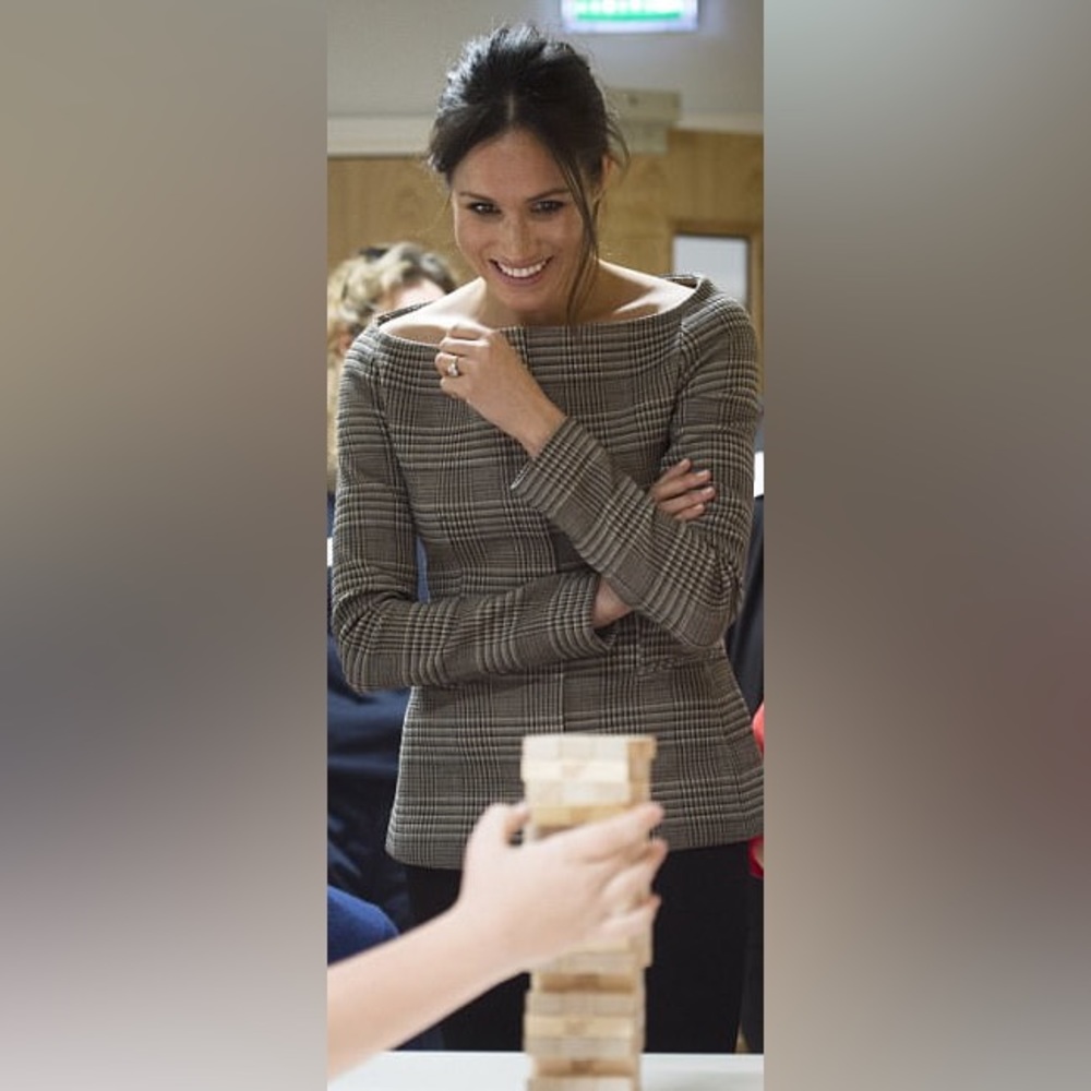 NWT Theory McClair Plaid Jacket Black and White (seen on Meghan Markle)